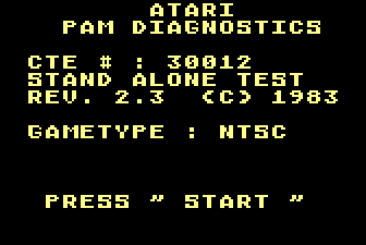 Atari PAM Diagnostics Title Screen